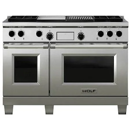 48" Freestanding Dual Fuel Range with Double Oven, 4 Burners, Charbroiler, and Griddle